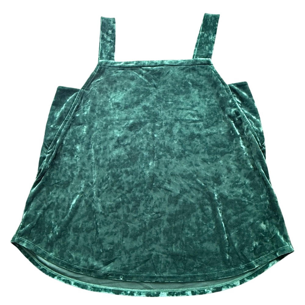J. Jill Velvet Tank Top Womens Medium Green Crushed Square Neck Sleeveless Luxe